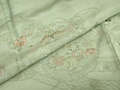 平和屋着物●中国三大刺繍　スワトウ刺繍　総刺繍　訪問着　雪輪几帳花鳥文　暈し染め　正絹　逸品　DABG2940ud