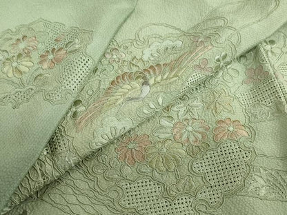 平和屋着物●中国三大刺繍　スワトウ刺繍　総刺繍　訪問着　雪輪几帳花鳥文　暈し染め　正絹　逸品　DABG2940ud