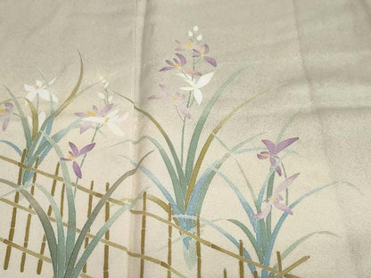 平和屋着物●訪問着　友禅　草花文　暈し染め　ゑり善扱い　正絹　逸品　DABG2941ud