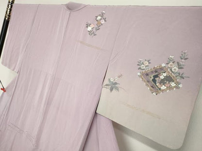 平和屋着物●中国三大刺繍　スワトウ刺繍　総刺繍　訪問着　熨斗草花文　暈し染め　金彩　正絹　逸品　DABG2942ud