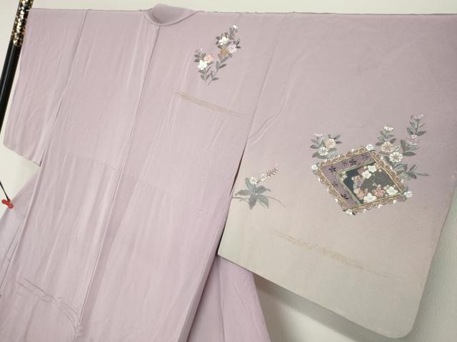 平和屋着物●中国三大刺繍　スワトウ刺繍　総刺繍　訪問着　熨斗草花文　暈し染め　金彩　正絹　逸品　DABG2942ud