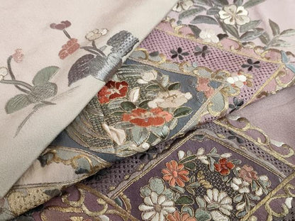 平和屋着物●中国三大刺繍　スワトウ刺繍　総刺繍　訪問着　熨斗草花文　暈し染め　金彩　正絹　逸品　DABG2942ud