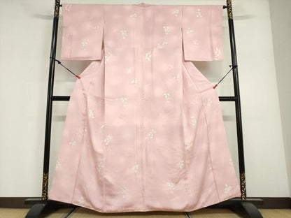 平和屋着物●上質な小紋　地紋起こし　草花文　正絹　逸品　DABG2944ud