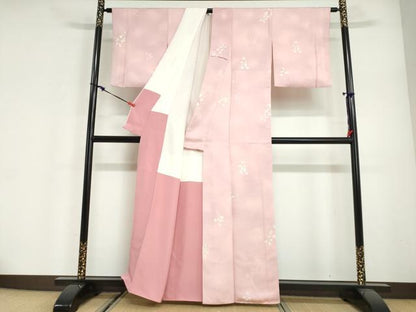 平和屋着物●上質な小紋　地紋起こし　草花文　正絹　逸品　DABG2944ud