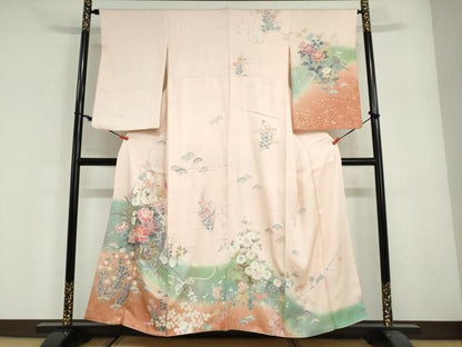平和屋着物●訪問着　作家物　駒刺繍　花車文　暈し染め　金彩　正絹　逸品　DABG2949ud