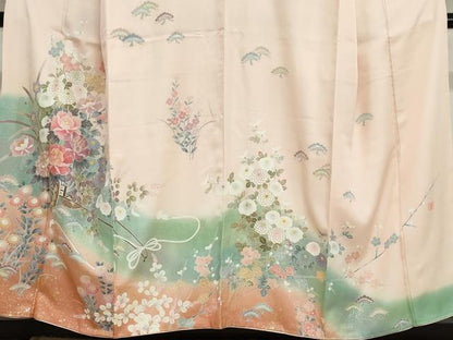 平和屋着物●訪問着　作家物　駒刺繍　花車文　暈し染め　金彩　正絹　逸品　DABG2949ud