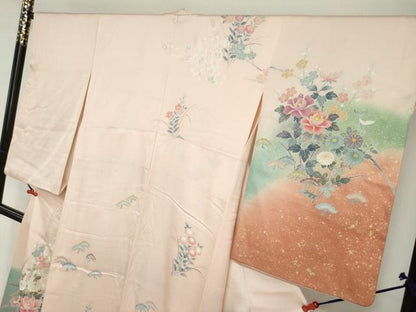 平和屋着物●訪問着　作家物　駒刺繍　花車文　暈し染め　金彩　正絹　逸品　DABG2949ud