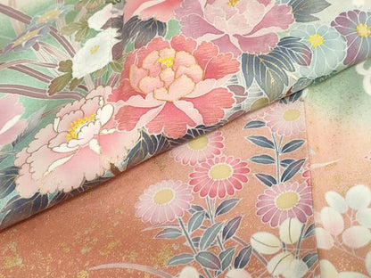 平和屋着物●訪問着　作家物　駒刺繍　花車文　暈し染め　金彩　正絹　逸品　DABG2949ud