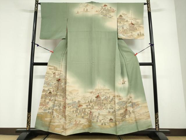平和屋着物●訪問着　祇園祭　暈し染め　金彩　金通し地　正絹　逸品　DABG2951ud