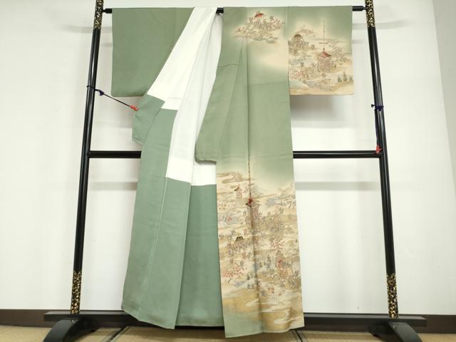 平和屋着物●訪問着　祇園祭　暈し染め　金彩　金通し地　正絹　逸品　DABG2951ud