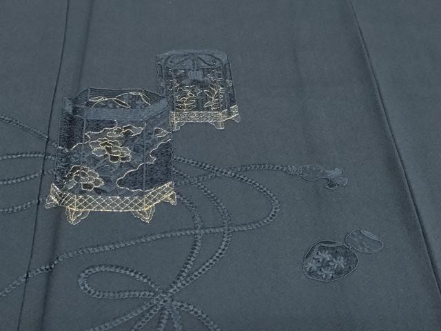 平和屋着物●中国三大刺繍　スワトウ刺繍　総刺繍　訪問着　貝桶草花文　金糸　正絹　逸品　DABG2960ud