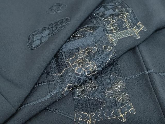 平和屋着物●中国三大刺繍　スワトウ刺繍　総刺繍　訪問着　貝桶草花文　金糸　正絹　逸品　DABG2960ud