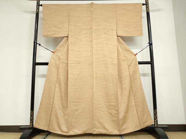 平和屋着物●上質な色無地　立波地紋　飴色　正絹　逸品　DABG2961ud