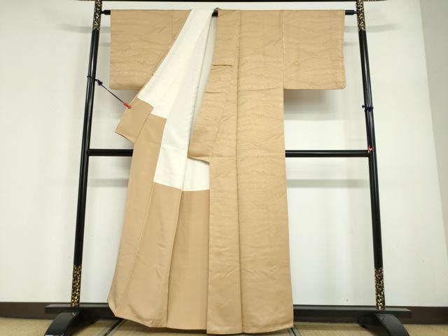 平和屋着物●上質な色無地　立波地紋　飴色　正絹　逸品　DABG2961ud