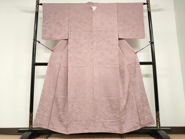 平和屋着物●上質な色無地　更紗花唐草地紋　薄柿色　正絹　逸品　未使用　DABG2966ud