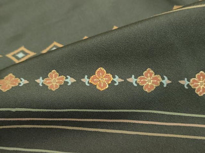 平和屋着物●訪問着　駒刺繍　変わり縞花文　金彩　正絹　逸品　DABG2971ud