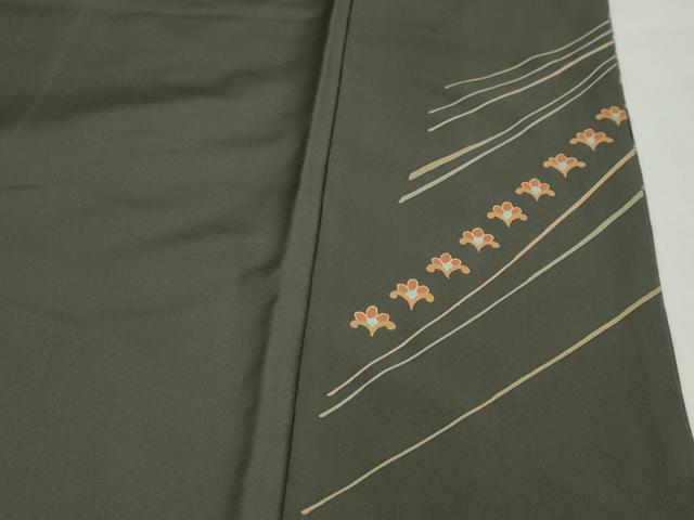 平和屋着物●訪問着　駒刺繍　変わり縞花文　金彩　正絹　逸品　DABG2971ud