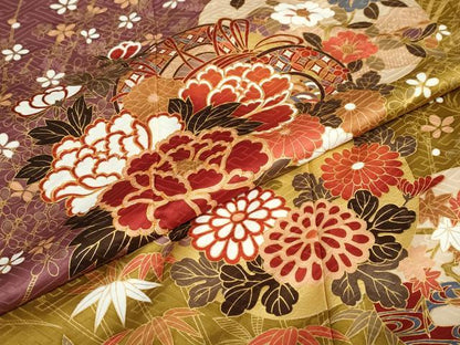 平和屋着物●豪華振袖　駒刺繍　鼓草花文　暈し染め　金彩　正絹　逸品　DABG2977ud