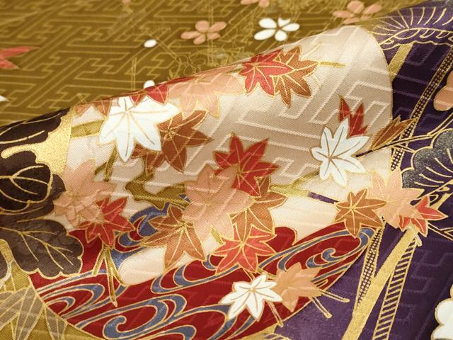 平和屋着物●豪華振袖　駒刺繍　鼓草花文　暈し染め　金彩　正絹　逸品　DABG2977ud