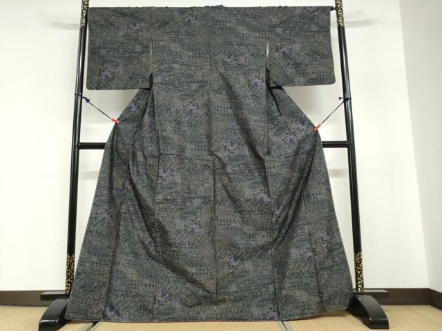 平和屋着物●都喜ヱ門　本場大島紬　総絣　吉祥花文　藤絹織物謹製　正絹　逸品　未使用　DABG2978ud