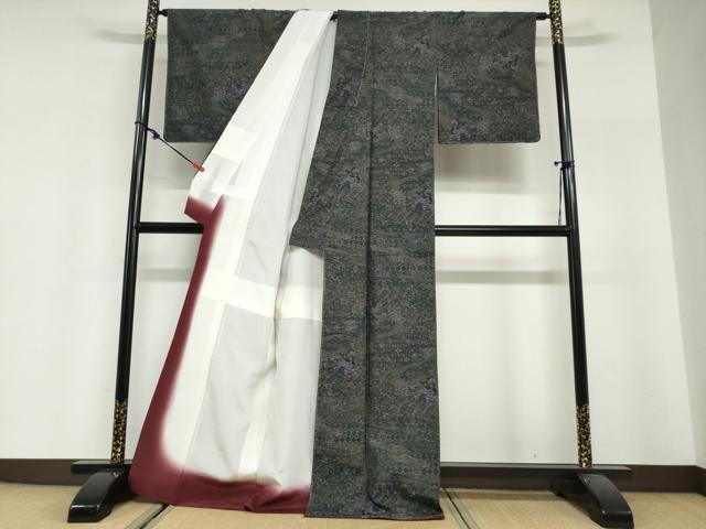 平和屋着物●都喜ヱ門　本場大島紬　総絣　吉祥花文　藤絹織物謹製　正絹　逸品　未使用　DABG2978ud
