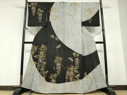 平和屋着物●英王室献上友禅作家　木下勝功　訪問着　藤花房　たたき染め　金彩　正絹　逸品　DABG2980ud