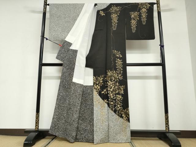 平和屋着物●英王室献上友禅作家　木下勝功　訪問着　藤花房　たたき染め　金彩　正絹　逸品　DABG2980ud