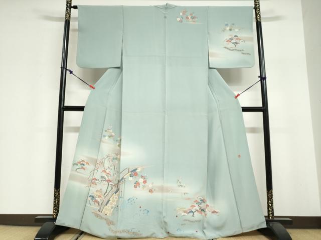 平和屋着物●訪問着　友禅　作家物　風景草花文　暈し染め　正絹　逸品　DABG2981ud