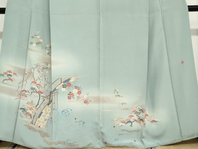 平和屋着物●訪問着　友禅　作家物　風景草花文　暈し染め　正絹　逸品　DABG2981ud
