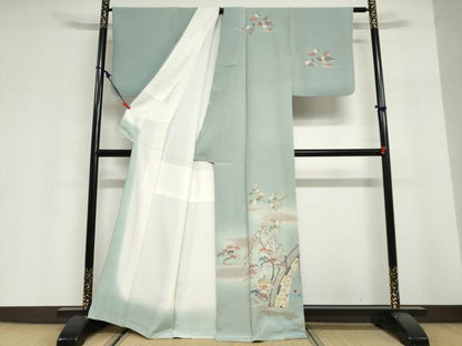 平和屋着物●訪問着　友禅　作家物　風景草花文　暈し染め　正絹　逸品　DABG2981ud