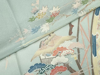 平和屋着物●訪問着　友禅　作家物　風景草花文　暈し染め　正絹　逸品　DABG2981ud