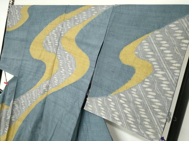平和屋着物＊夏物　男性　染織の名門　しょうざん  生紬　訪問着　一珍染　雪の結晶　反端付き　キングサイズ　正絹　逸品　AABI4684jd 平和屋着物○染織の名門 しょうざん 生紬 訪問着 抽象文様 仮絵