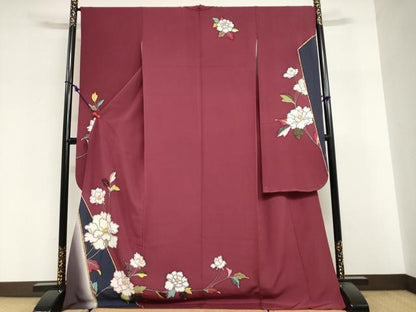 平和屋着物●豪華振袖　駒刺繍　枝花文　暈し染め　金彩　正絹　逸品　DABG2990ud