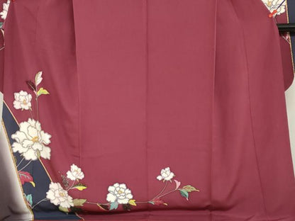 平和屋着物●豪華振袖　駒刺繍　枝花文　暈し染め　金彩　正絹　逸品　DABG2990ud