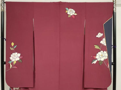 平和屋着物●豪華振袖　駒刺繍　枝花文　暈し染め　金彩　正絹　逸品　DABG2990ud