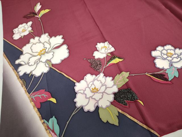 平和屋着物●豪華振袖　駒刺繍　枝花文　暈し染め　金彩　正絹　逸品　DABG2990ud