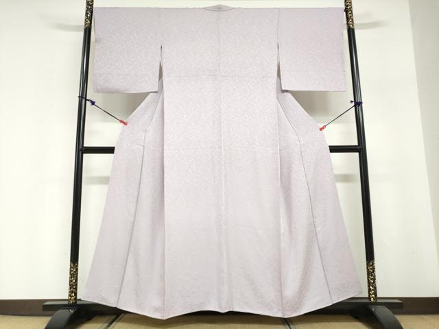 平和屋着物●上質な色無地　霞地紋　白藤色　正絹　逸品　DABG3000ud