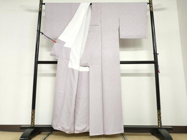 平和屋着物●上質な色無地　霞地紋　白藤色　正絹　逸品　DABG3000ud