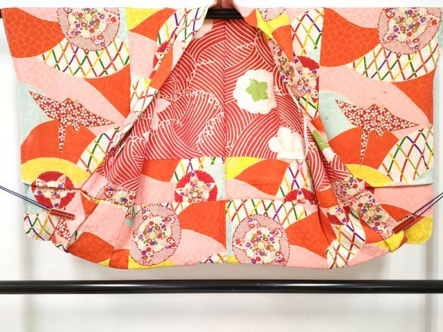 平和屋着物[]アンティーク　大正ロマン　七五三　女の子　子供　羽織　折り鶴花文　金彩　逸品　DABG3001ma