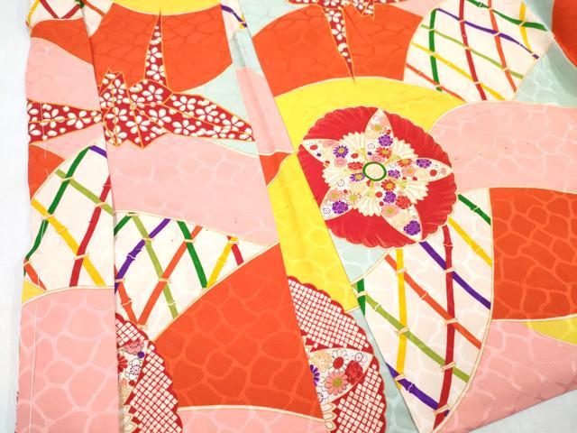 平和屋着物[]アンティーク　大正ロマン　七五三　女の子　子供　羽織　折り鶴花文　金彩　逸品　DABG3001ma