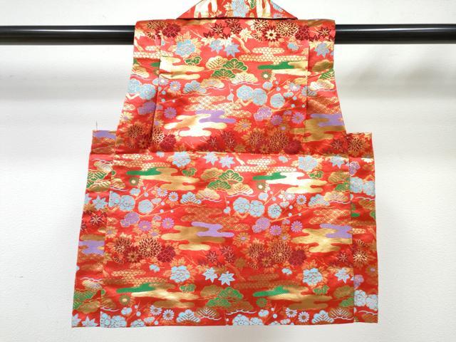 平和屋着物[]七五三　女の子　子供　被布　エ霞花文　金糸　DABG3002ma