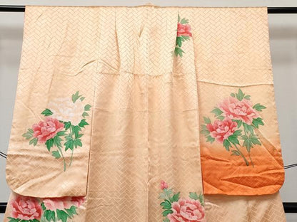 平和屋着物[]七五三　女の子　７歳　祝着　四つ身　長襦袢(無双仕立て)セット　草花文　暈し染め　逸品　DABG3006ma