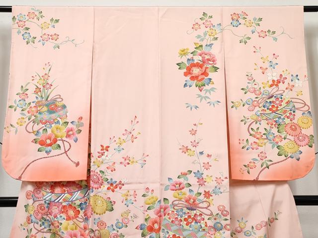 平和屋着物[]七五三　女の子　７歳　祝着　四つ身　長襦袢(袷)セット　鞠花文　暈し染め　逸品　DABG3010ma