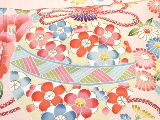平和屋着物[]七五三　女の子　７歳　祝着　四つ身　長襦袢(袷)セット　鞠花文　暈し染め　逸品　DABG3010ma