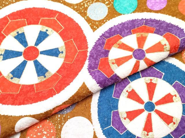 平和屋着物[]七五三　女の子　３歳　祝着　三つ身　長襦袢(無双仕立て・半衿刺繍)セット　源氏車　金彩　逸品　DABG3011ma