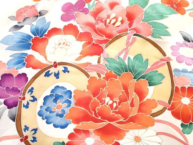 平和屋着物[]七五三　女の子　３歳　祝着　三つ身　長襦袢(袷・半衿刺繍)セット　絞り　鼓花文　金銀彩　逸品　DABG3012ma
