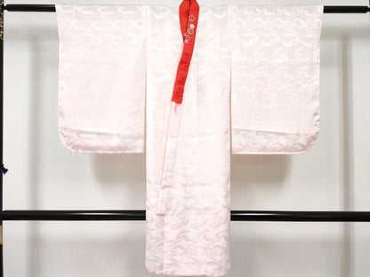 平和屋着物[]七五三　女の子　３歳　祝着　三つ身　長襦袢(袷・半衿刺繍)セット　絞り　鼓花文　金銀彩　逸品　DABG3012ma