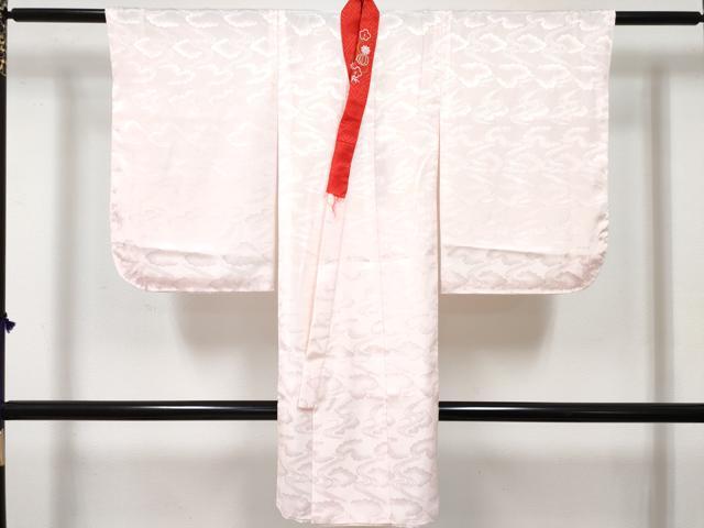 平和屋着物[]七五三　女の子　３歳　祝着　三つ身　長襦袢(袷・半衿刺繍)セット　絞り　鼓花文　金銀彩　逸品　DABG3012ma