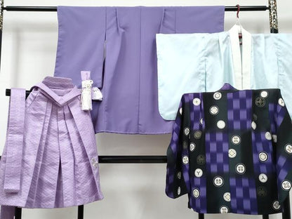 平和屋着物[]七五三　男の子　祝着・羽織・長襦袢(単衣)・行灯袴・小物セット　半色　吉祥丸文　暈し染め　金彩　逸品　DABG3024ma