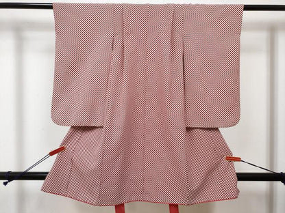 平和屋着物[]七五三　女の子　３歳　祝着　三つ身　長襦袢(単衣・半衿刺繍)・被布・草履セット　豆千代モダン 市松 牡丹 金彩　DABG3031ma
